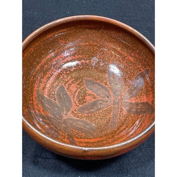 Vintage Pottery Signed Bowl Brown Drip Glaze - Picture 4 of 9